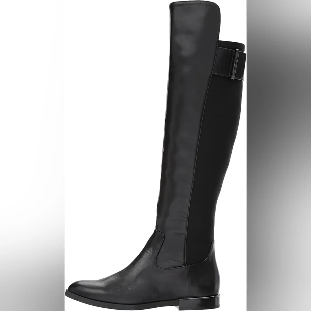 Calvin Klein PRIYA Black Cow Leather Boots 5.5 - Picture 3 of 10